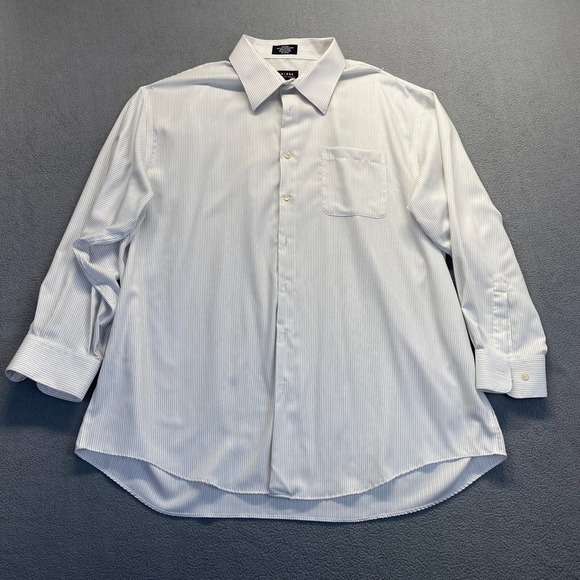 Axcess Mens Size 18 1/2 34-35 White Striped‎ Long Sleeve Button Down Shirt - Picture 1 of 9